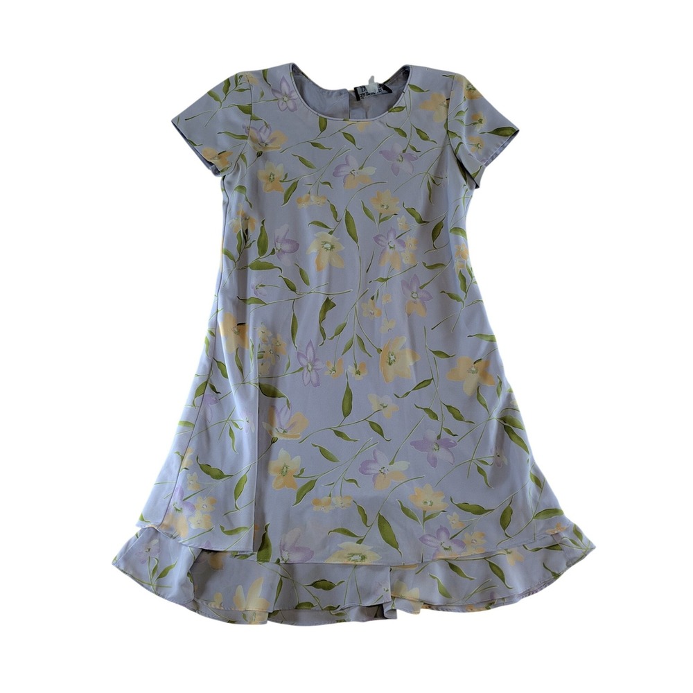 Hampton Dress Co Vintage Lavender Floral Hem Shift Dress Short Sleeve 18x35